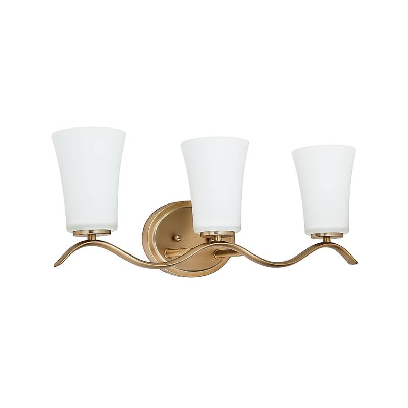 3 Light Bathroom Vanity Lighting with White Glass - Gold - 8.8"H x 24"W x 6"D