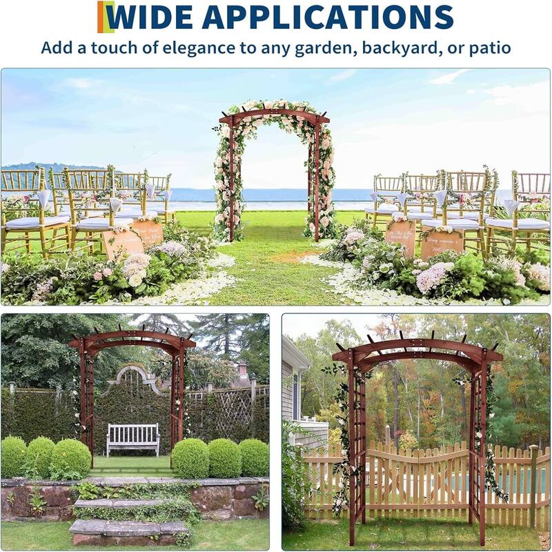 85-Inch Garden Pergola Arched-Top Suitable For Climbing Plants Teak