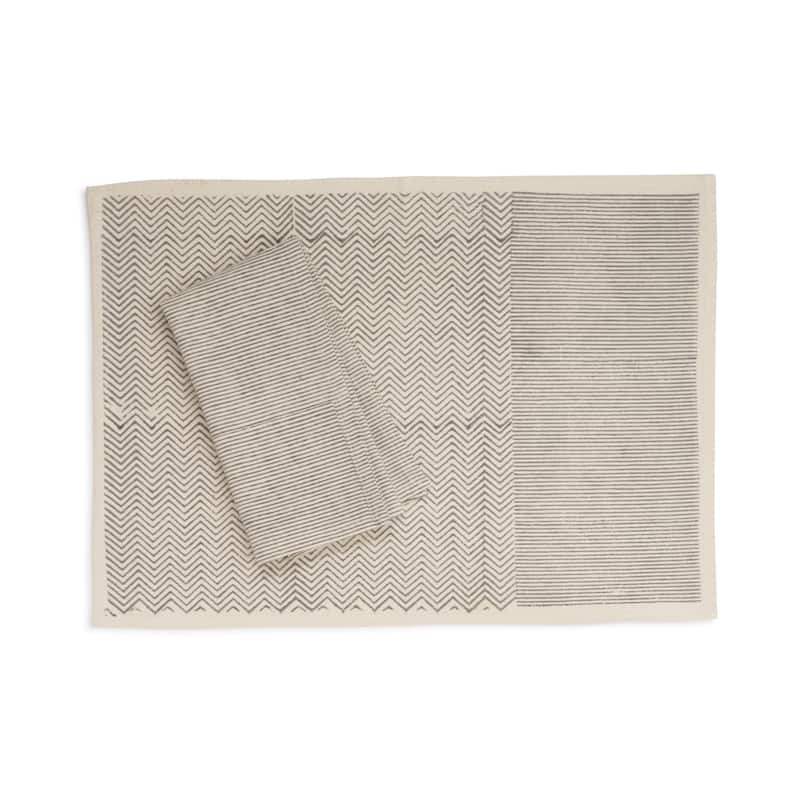 ASPEN Placemats - Hand Block Printed Kora (Unbleached Cotton), Fair Trade | Set of 4, 14"x20" by Sustainable Threads