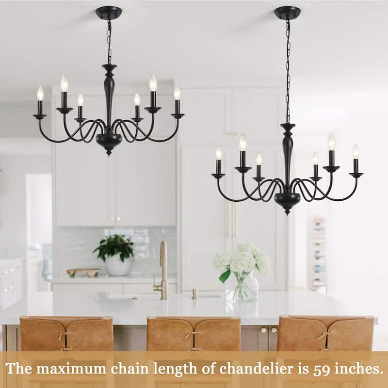 Modern Farmhouse 6-Light Candle Chandelier Light Fixture for Dining Room - W27.95"x H16.14" - N/A