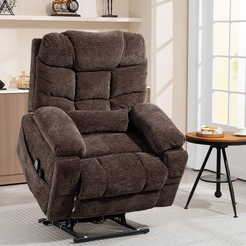 Luxuriant Overstuffed Power Lift Recliner with Dual Motors,Wireless Charging,Lumber Pillow,USB/Type C Charging