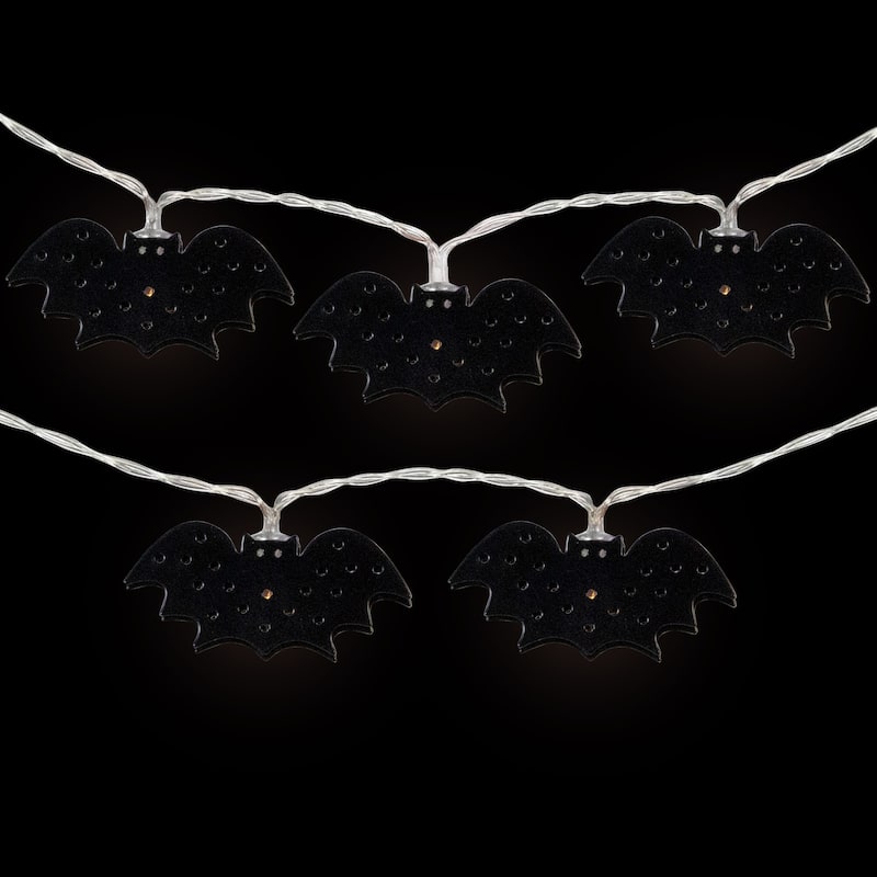 10-Count Warm White LED Halloween Bat Fairy Lights, 4.25ft Copper Wire