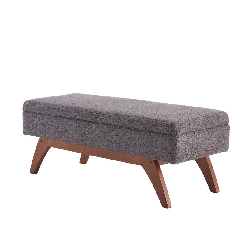 Teddy wool fabric, solid wood feet for solid weighing, and bed end stool with storage function