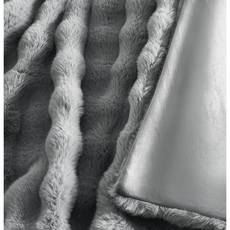 Brooklyn Loom Bubble Faux Fur 3 Piece Comforter Set - Twin - Twin XL - Grey