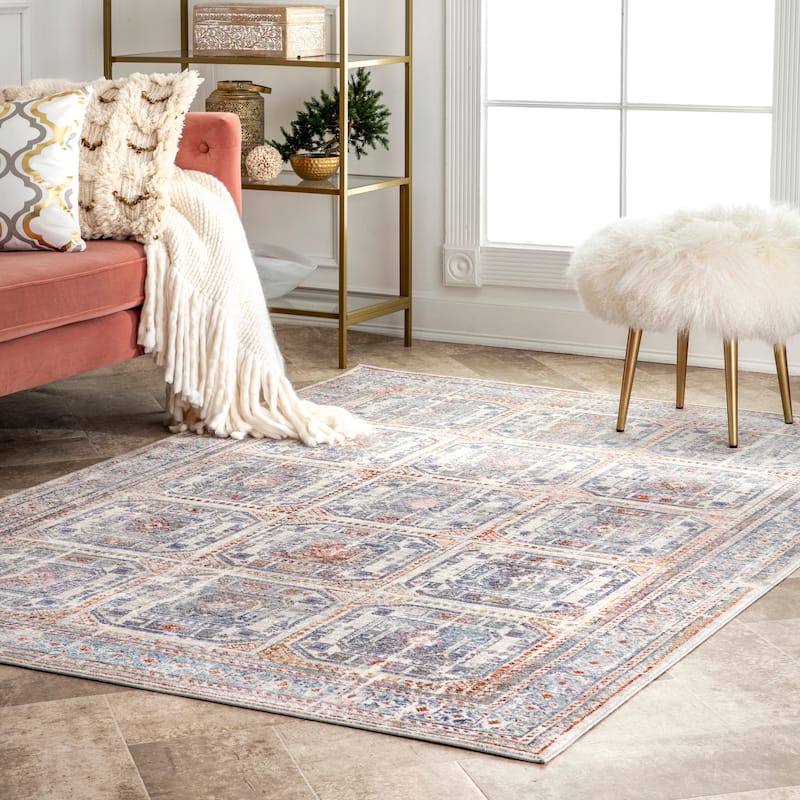 Nuloom Traditional Vintage Geometric Tiles Alonzo Area Rug - 5'3" x 7'7" - Multi