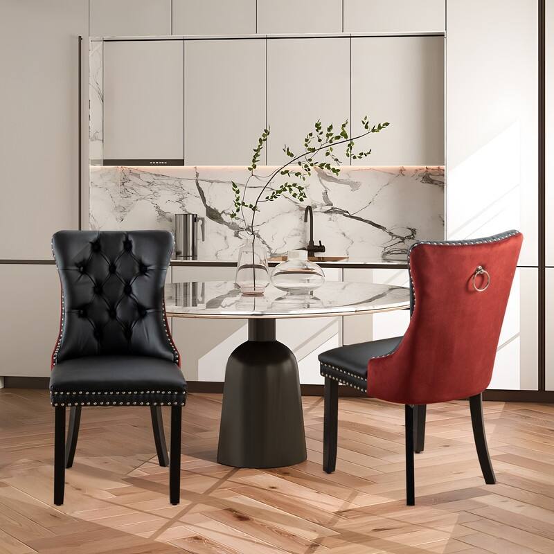 Solid Wood Velvet Upholstered Dining Chair Set of 4
