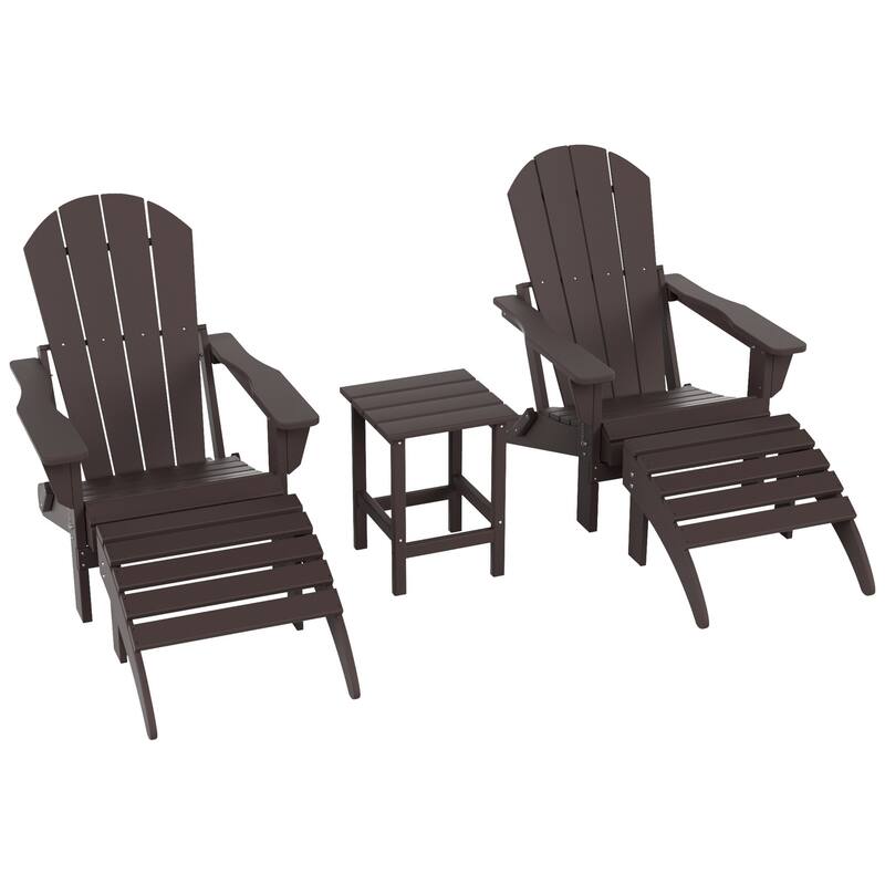 Polytrends Laguna Hdpe All Weather Outdoor Patio Foldable Adirondack Chairs Conversation Set (5-Piece Set)