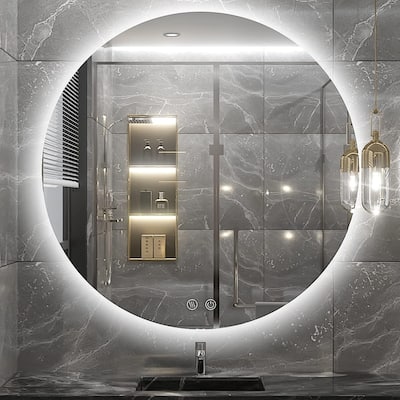 KIOTEE Round Backlit LED Lighted Anti-Fog Bathroom Vanity Mirror with ETL and 3-Year Warranty
