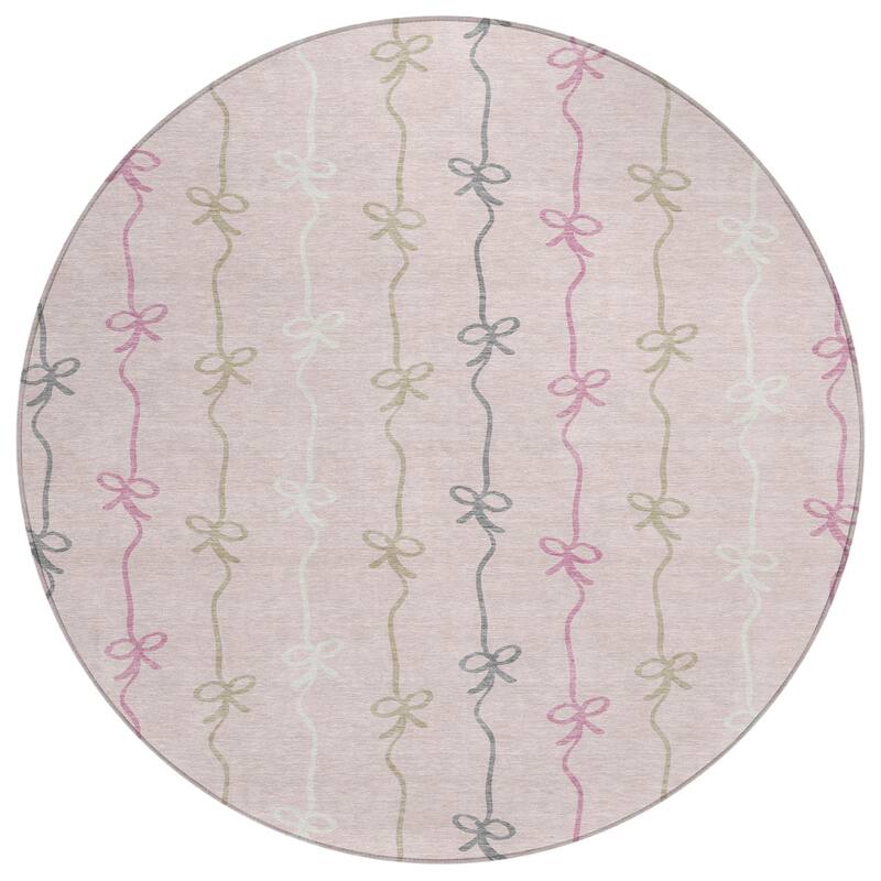 Machine Washable Indoor/ Outdoor Modern Bow Stripe Chantille Rug