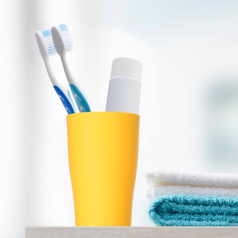 2pcs Bathroom Toothbrush Tumblers for Kitchen 4.92"x3.03" - Yellow