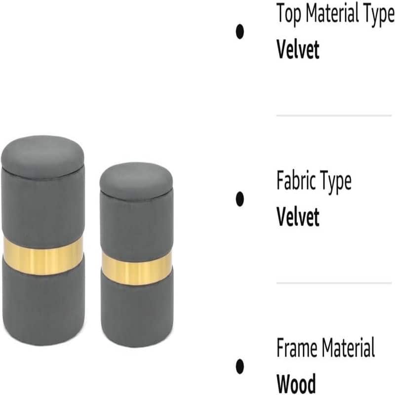 Round Velvet Storage Ottoman Set of 2