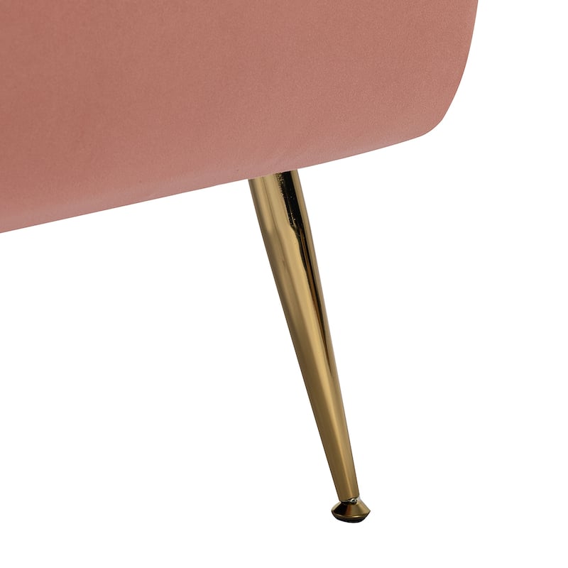 1ida Modern Velvet Tufted Padded Cushion Armchair with Golden Metal Legs by HULALA HOME
