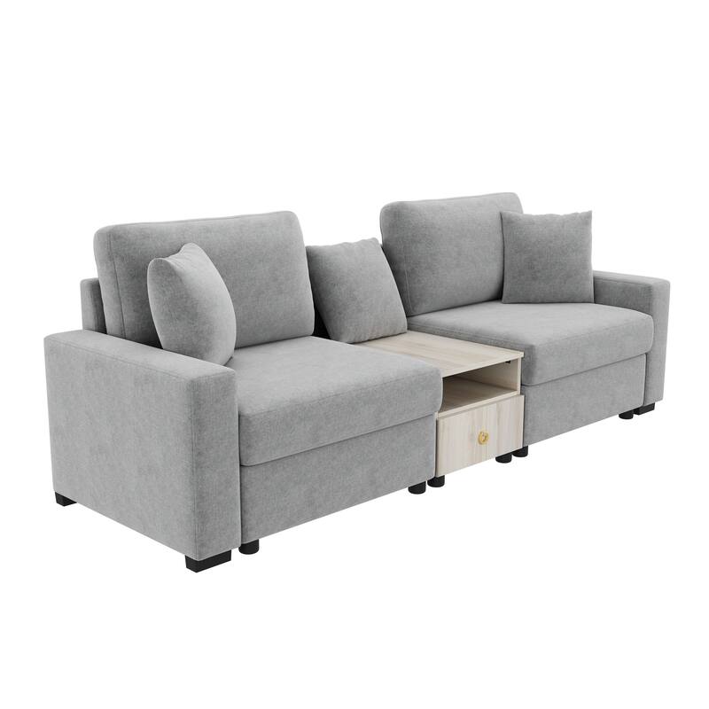 Christopher Knight Home - Havencrest 95.7" Modern Upholstered Modular Sofa with Storage Armrest Center Console