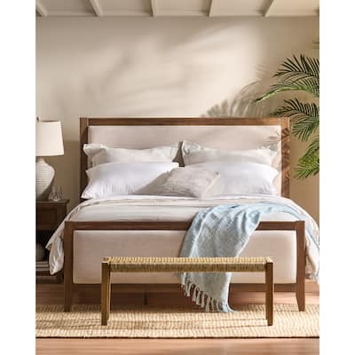 Christopher Knight Home - Ambrogina Coastal Platform Bed with Padded Headboard and Footboard