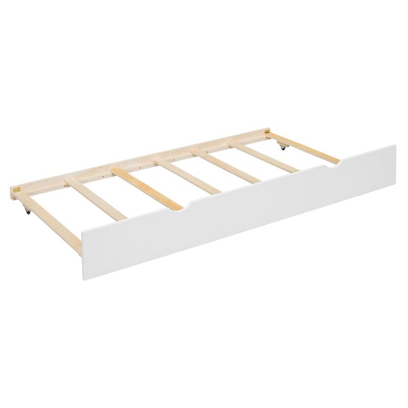 Twin Pine Bunk Bed with Trundle, Staircase, and Slide