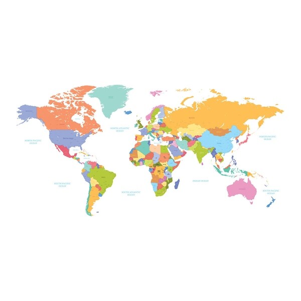 Brewster CR-62266 18-1/2" x 26-2/5" - Colorful Map - Self-Adhesive Repositionable Vinyl Wall Decal