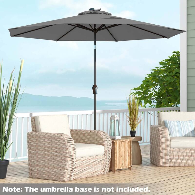 Costway 10' Solar LED Lighted Patio Market Umbrella Shade Tilt