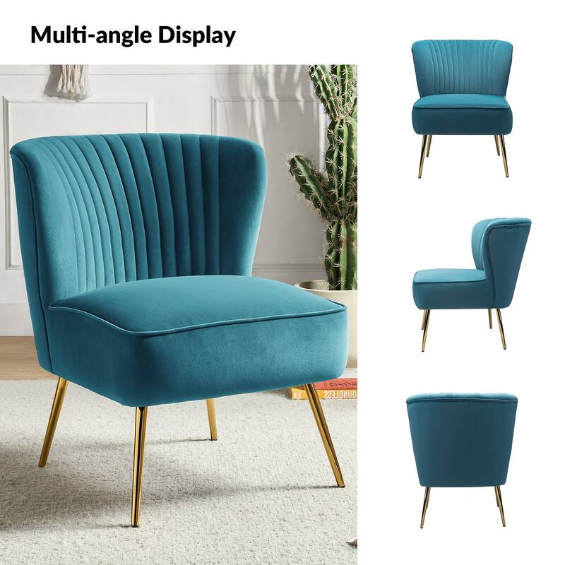 Monica 22''W Upholstered Modern Tufted Accent Side Chair with Gold Legs by HULALA HOME