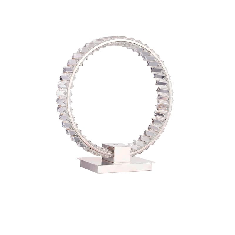 16.5"H Crytal Ring Table Lamp - Nickel