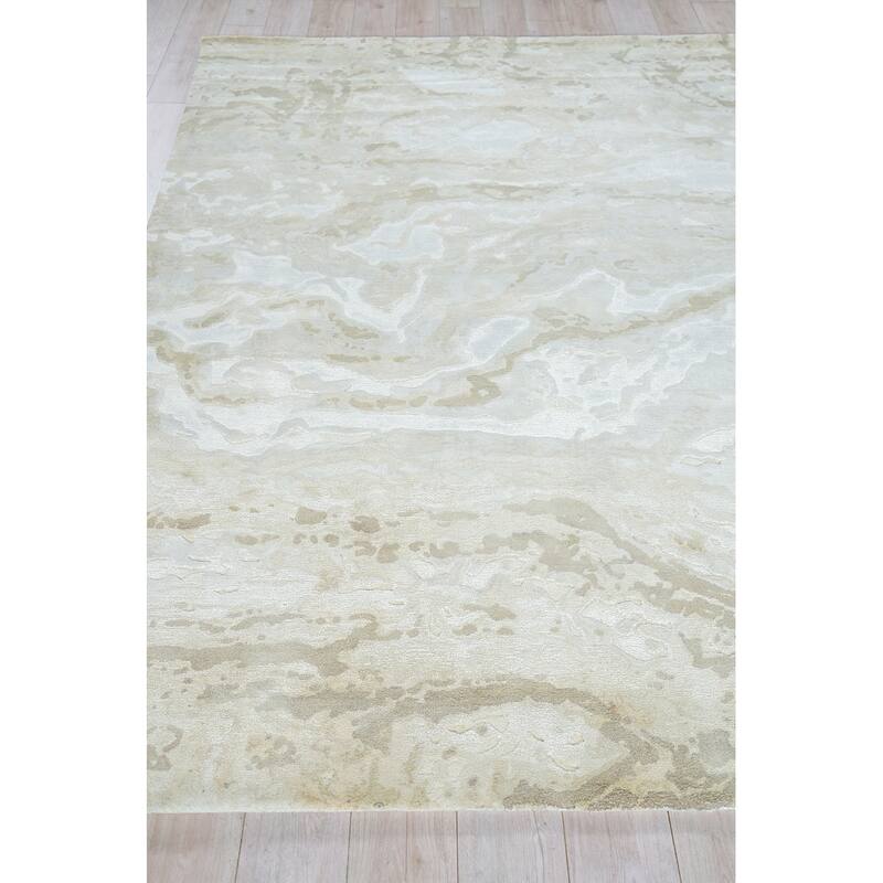 Saccara Beige Wool/Bamboo Silk handloomed Area Rug