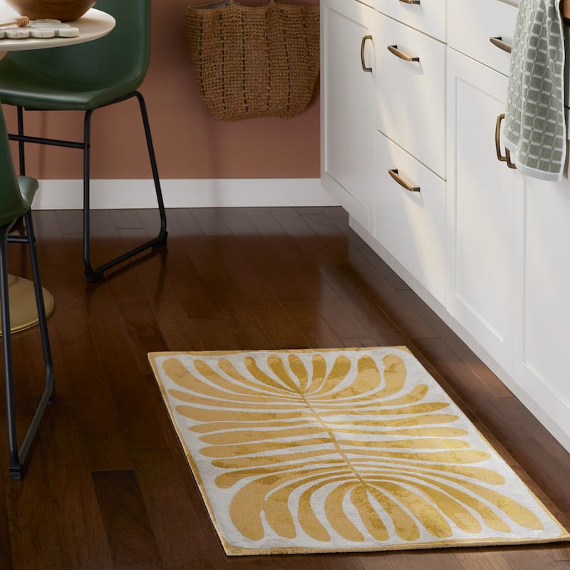 TOWN & COUNTRY LUXE Livie Matisse Cutout Everwash Washable Non-Slip Backing Kitchen Mat