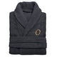 preview thumbnail 29 of 28, Authentic Hotel and Spa Charcoal Grey with Gold Monogrammed Herringbone Weave Turkish Cotton Unisex Bath Robe L/XL - O
