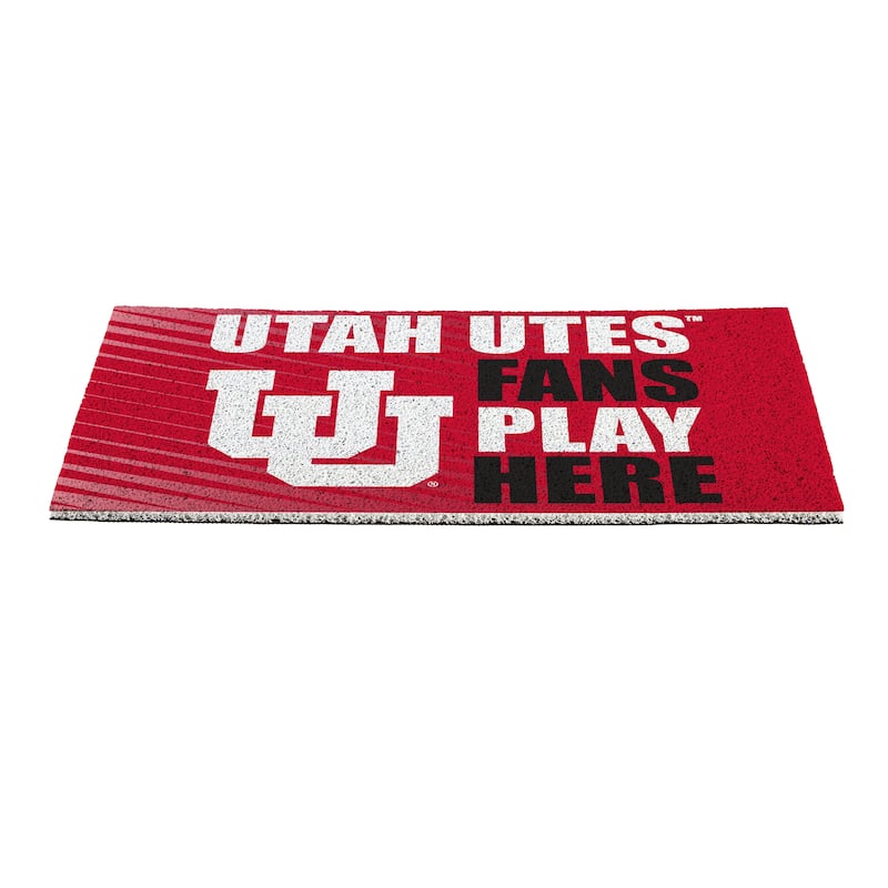 28 in. x 16 in. University of Utah "Fans Play Here" PVC Door Mat