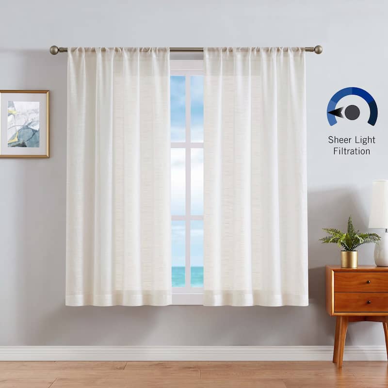 Nautica Erasmus Sheer Rod Pocket Window Curtain Panel Pair