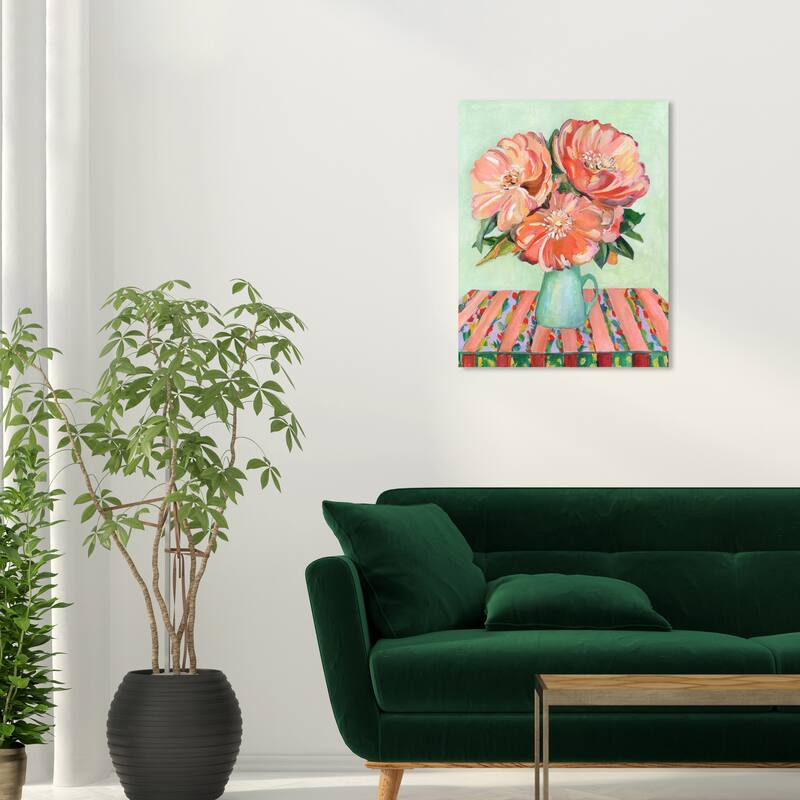 Wynwood Studio Canvas Floral and Botanical Peachy cocktail Orange and Pastel Orange Traditional Wall Art Canvas Print - 24 x 20