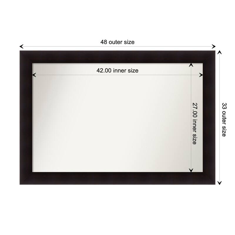 Portico Espresso Framed Non-Beveled Custom Wall Mirror, Bathroom Vanity Mirror - Outer Size: 47.75 x 32.75