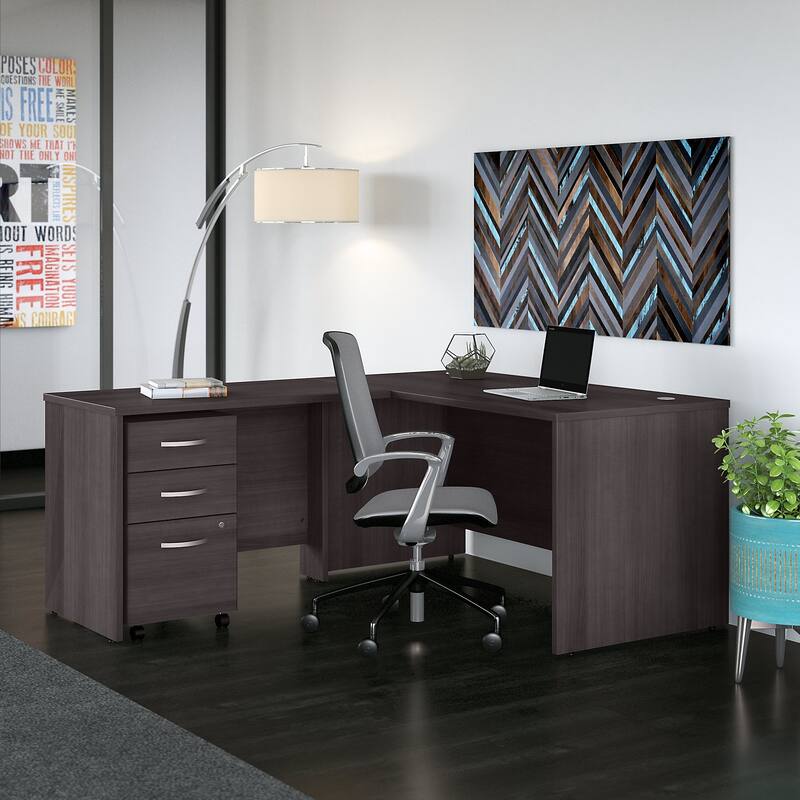 Studio C L-shaped Desk with Drawers by Bush Business Furniture - Storm Gray