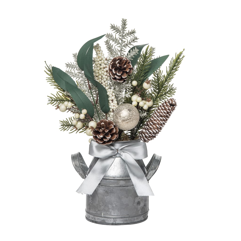 Transpac Metal 16 in. Multicolor Christmas Berry and Ornament Arrangement in Jug