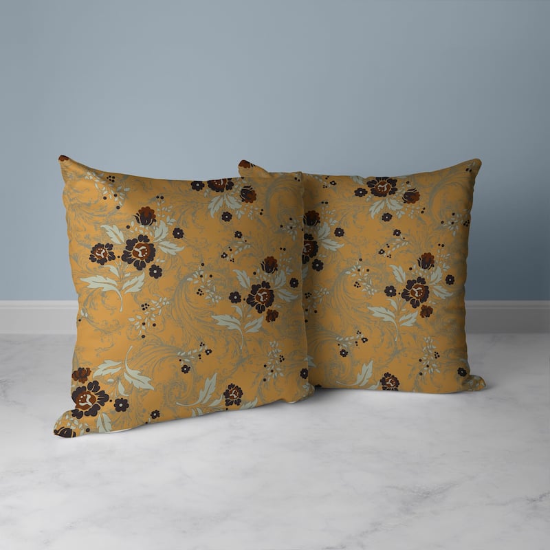 Orange And Brown Meadow Strokes Indoor/Outdoor Throw Pillow Zipper