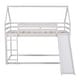 preview thumbnail 6 of 7, Modern Twin Size Wood Bunk House Bed with Slide, Ladder & Roof, White