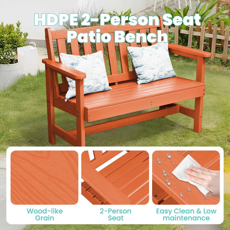 Outdoor 2-Person Garden Bench 42.92-in W x 35.83-in H
