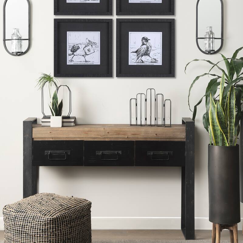Mila Black Metal Frame w/ 5 Glass Vials Decorative Accent