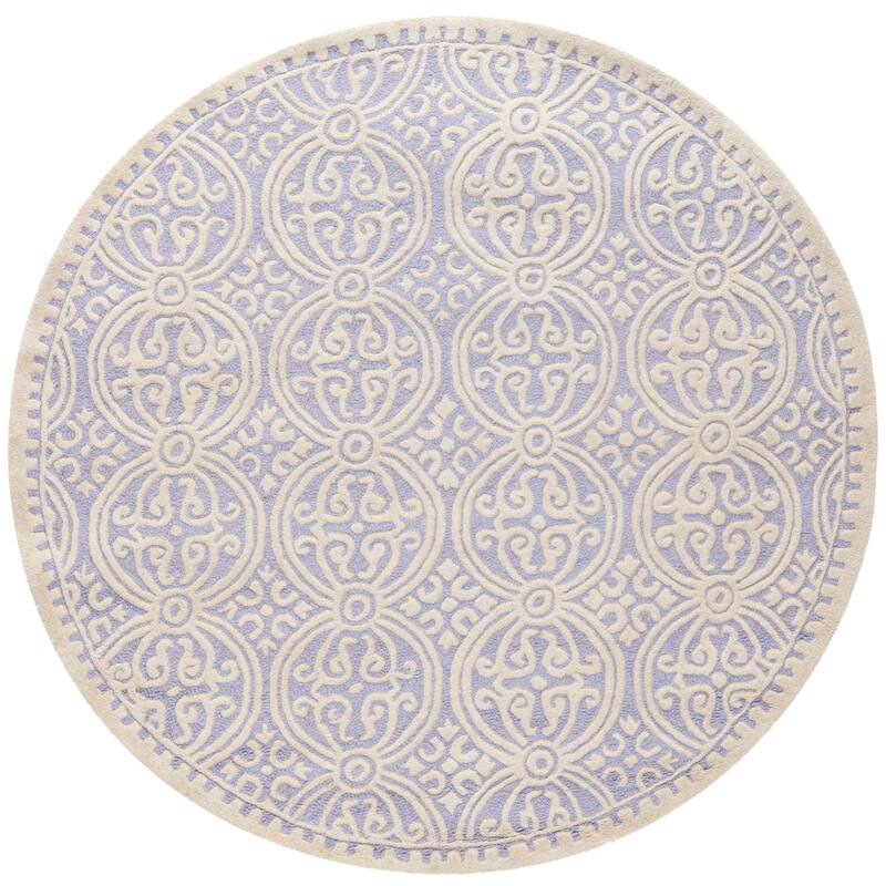 SAFAVIEH Handmade Cambridge Myrtis Modern Moroccan Wool Area Rug - 8' x 8' Round - Lavender/Ivory