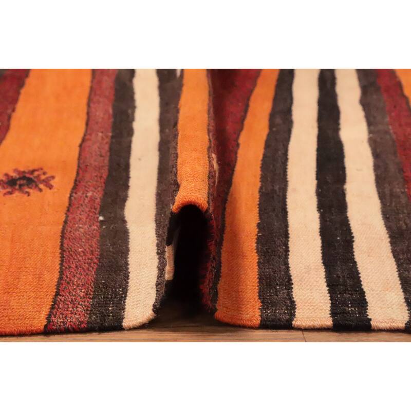 Hand Woven Oriental 100% Wool Carpet Southwestern Tribal Oranges & Rust Kilim Area Rug - 9' 11'' X 5' 7''