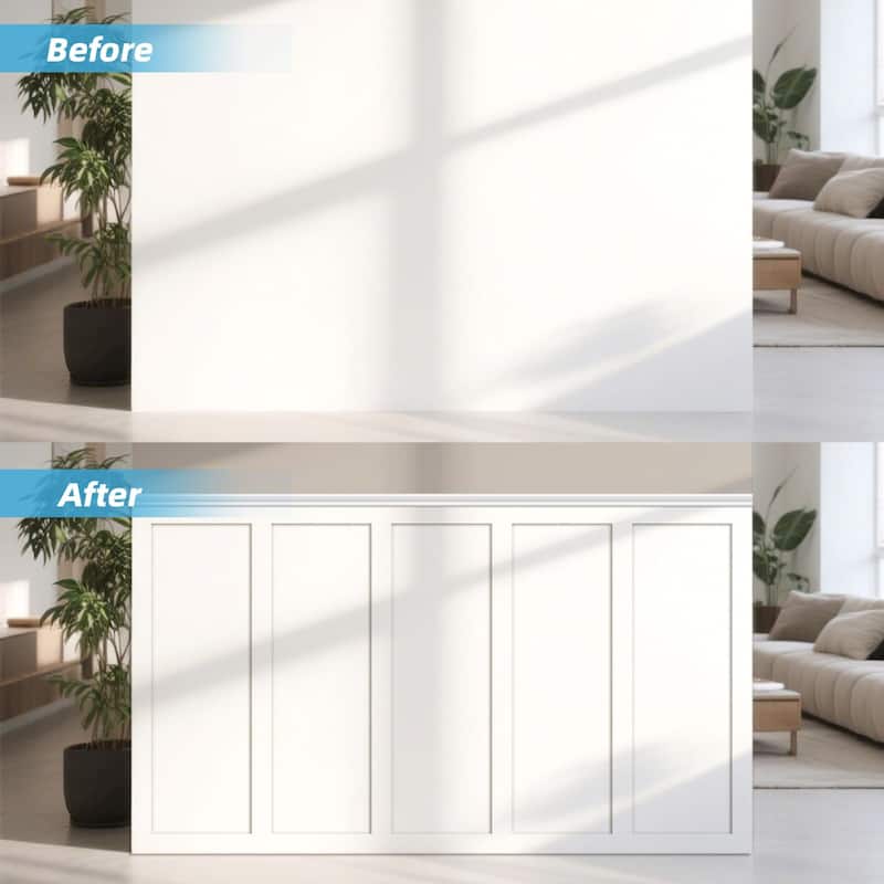 Pre-Cut MDF Wainscoting Kit Wall Decor Molding Strips Includes Trim Pieces