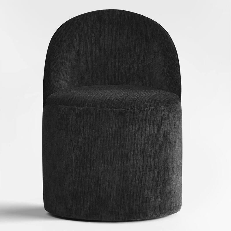 Chenille Rolling Upholstered Dining Chair with Castors (Set of 2)