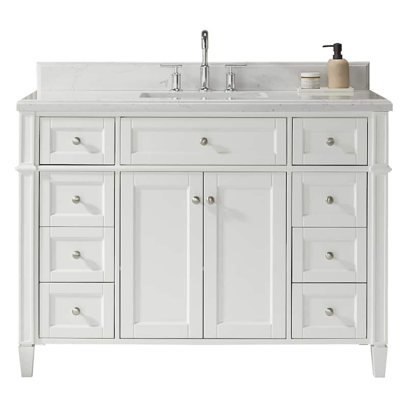 36''/48''/60'' Freestanding Bathroom Vanity with Single/Double Sink & Drawers, White