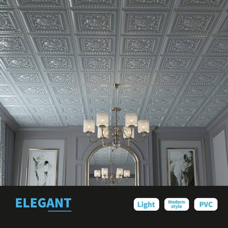 Art3d 2x2ft PVC Decorative Ceiling Tile,3D Ceiling Panel,12Pcs,48 sq ft