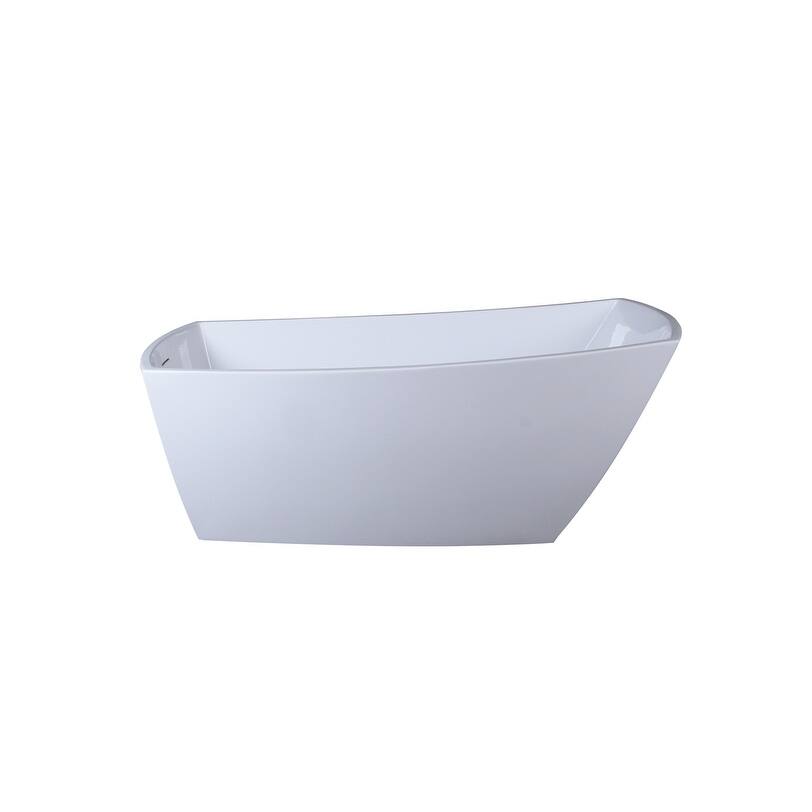 Peter Soaking Single Slipper Rectangular Bathtub in Glossy White
