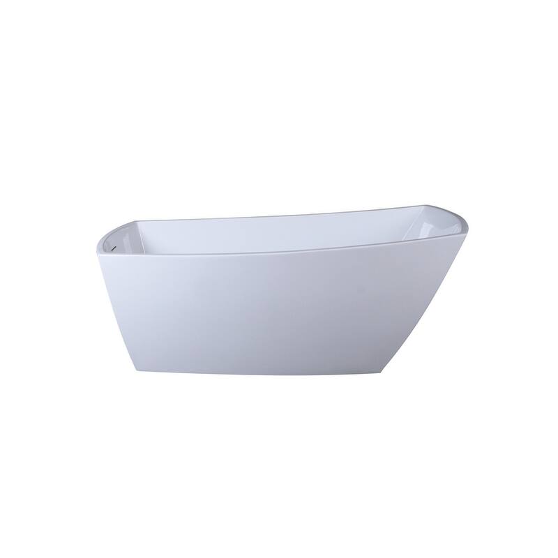 Peter Soaking Single Slipper Rectangular Bathtub in Glossy White - Glossy White with White Trim - 67"