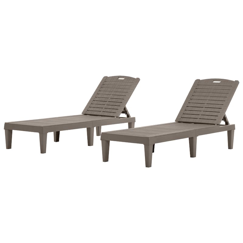 2-Piece Outdoor Chaise Lounges Resin Pool Lounge Chairs Outdoor Chaise Lounge Chair Set with Adjustable Backrest (Set of 2)