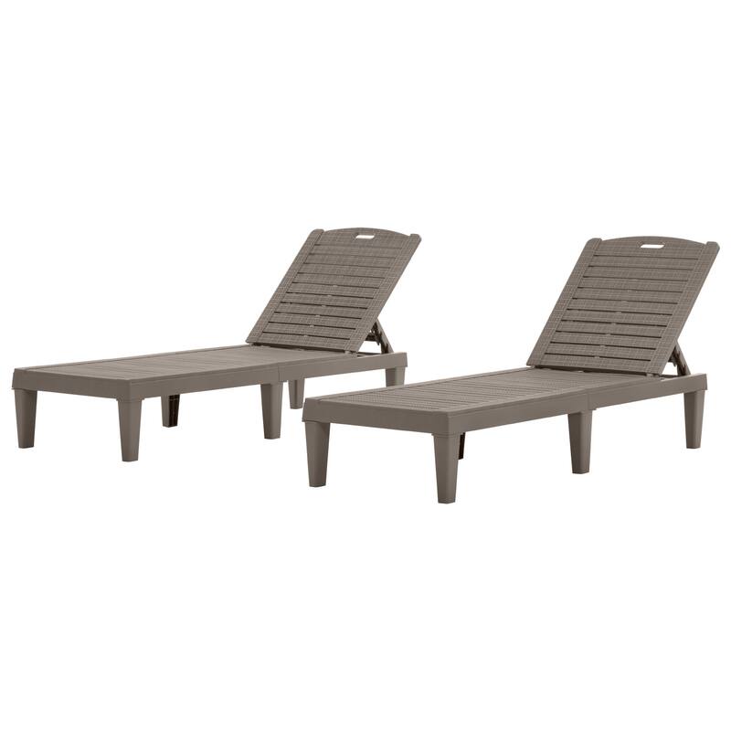 Roomfitters 2 Pcs Resin Outdoor Chaise Lounge Chairs with Adjustable Backrest for Patio, Poolside or Beach