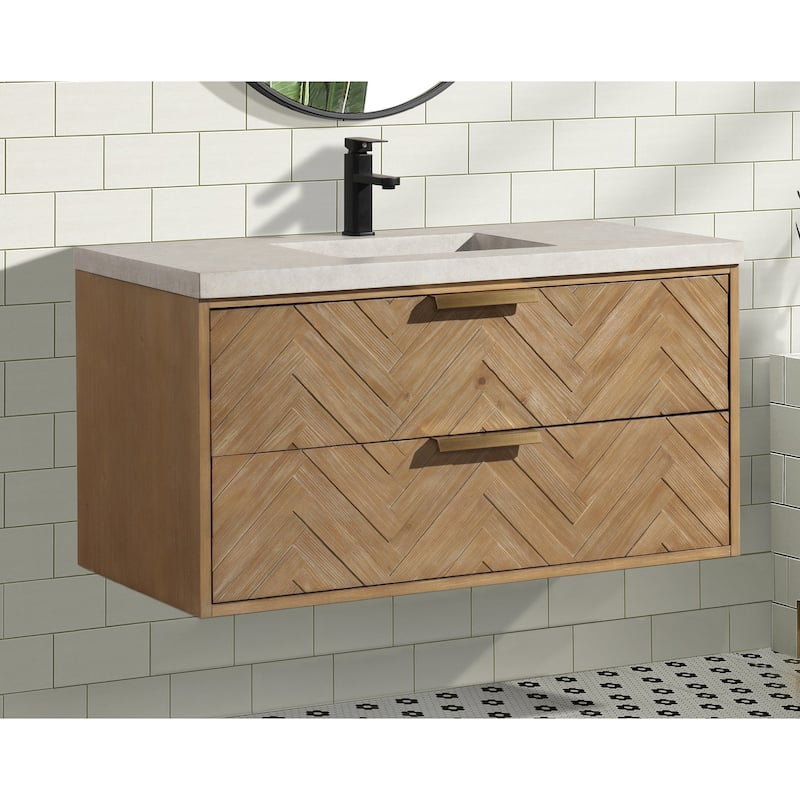 Ari Bath Carlsbad 42" Floating Bathroom Vanity Weathered Fir