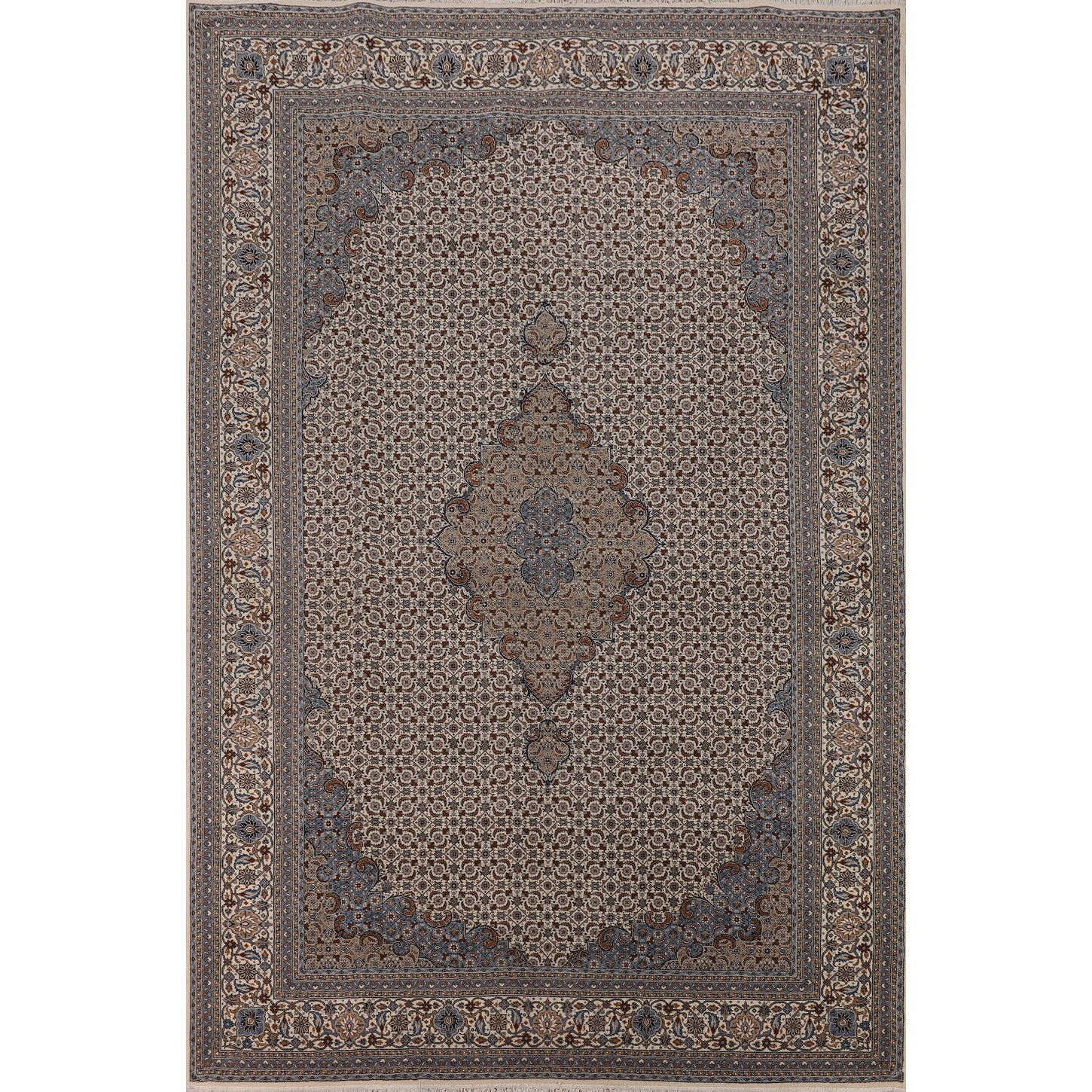 Traditional Ivory Kashan Turkish Area Rug Machine Made Floral Carpet - 8'3" x 11'3"
