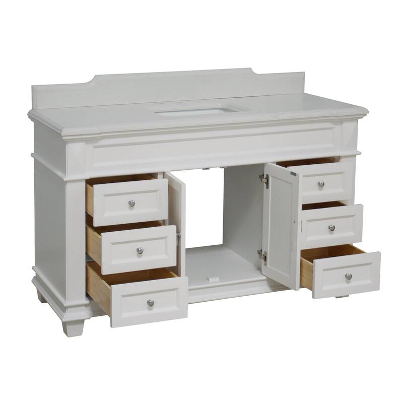 KitchenBathCollection Elizabeth 60" Single Bathroom Vanity with Quartz Top