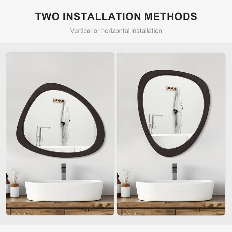 Black Unique Pebble-Shaped Mirror